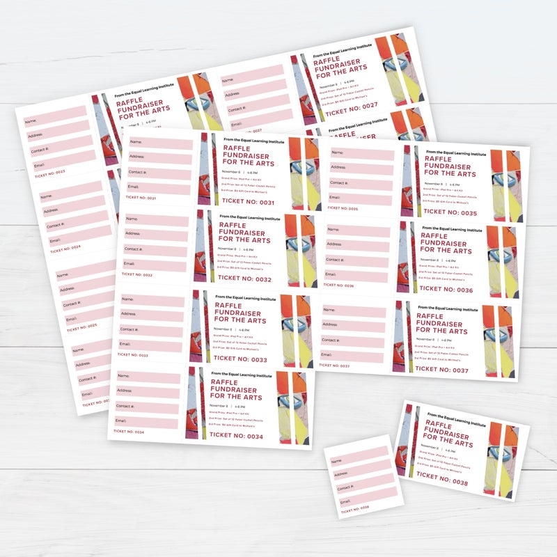 PrintWorks Printable Raffle Tickets With Tear-Away Stubs for Events & Fundraisers - 2000 Custom Tickets (Size 2.125" x 5.5") - 8 per Sheet - 250 Sheets (8.5" x 11") - Made in the USA - White (04296) - Image 3